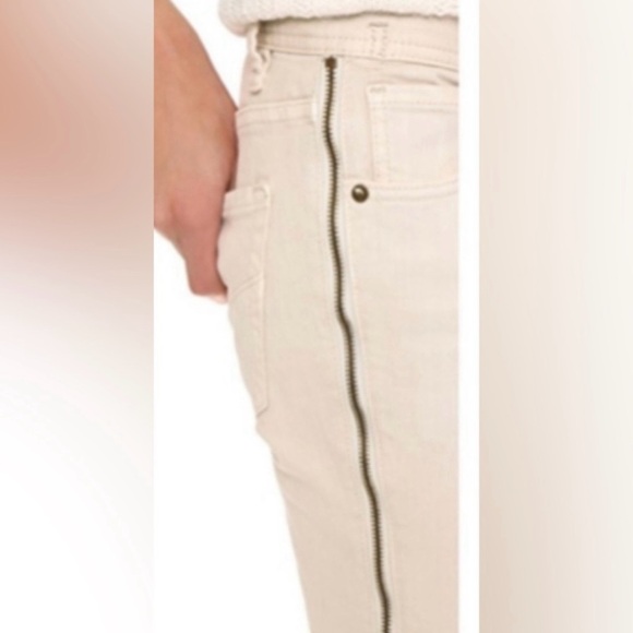 Free People Cream Denim with Side Zipper Detail| Free People Denim| Free People - Picture 3 of 10